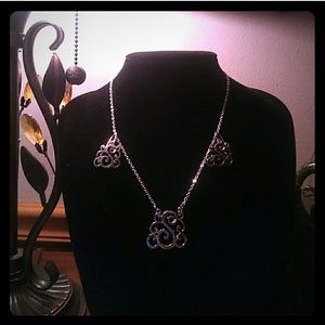 NEW! Fine Silver-Plated Matching Necklace &Earring